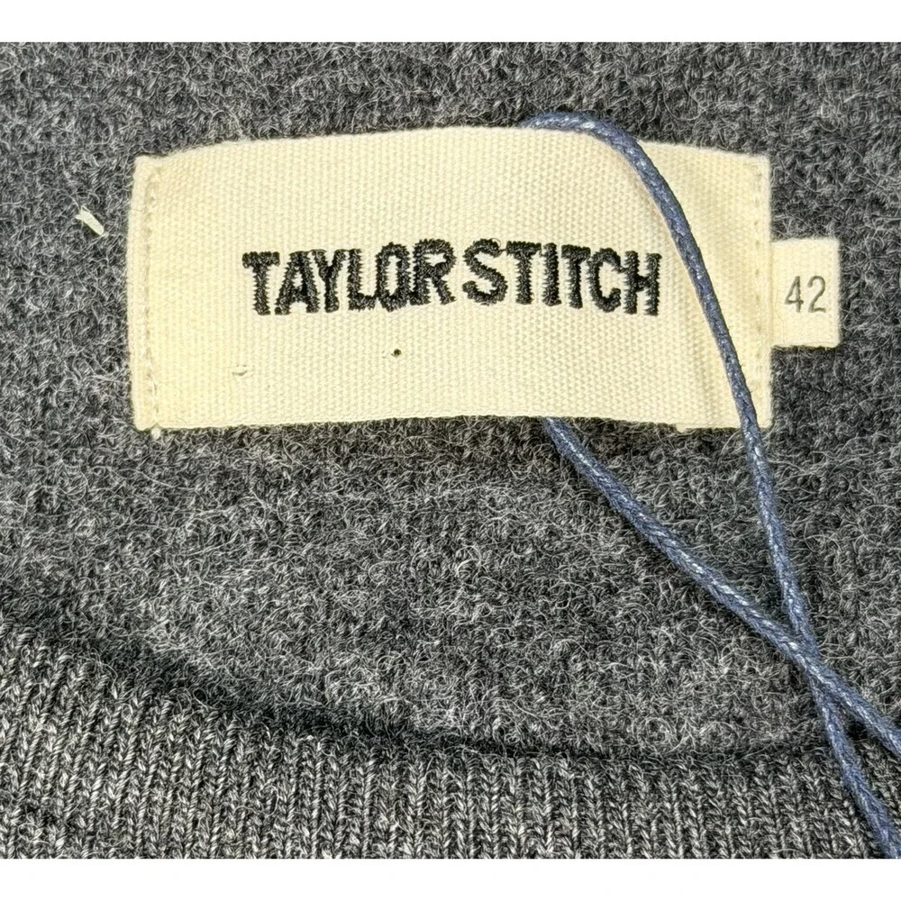 Taylor Stitch The Evans Crew in Charcoal Birdseye Wool 42 Large Preppy